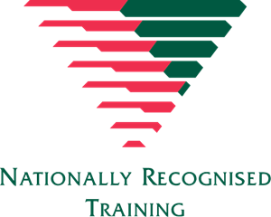 Nationally Recognised Training logo with green and red triangular bar design